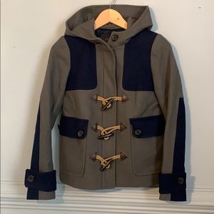 J. Crew Navy/Olive Pea Coat with Toggles - Size 00